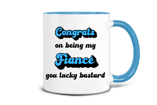 Congrats Fiance Mug - Coloured Handle
