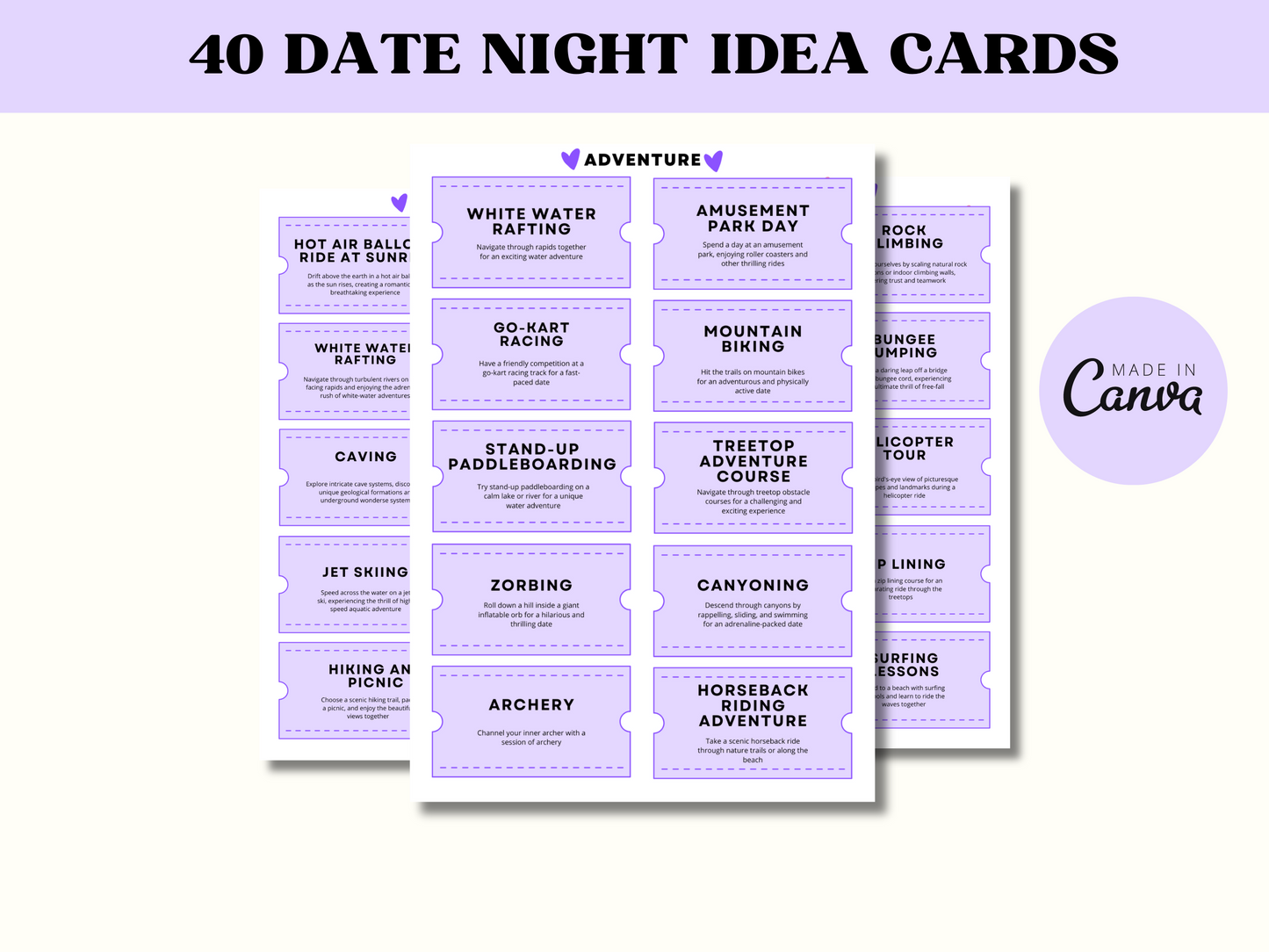 40 Adventure Date Night Cards - Digital