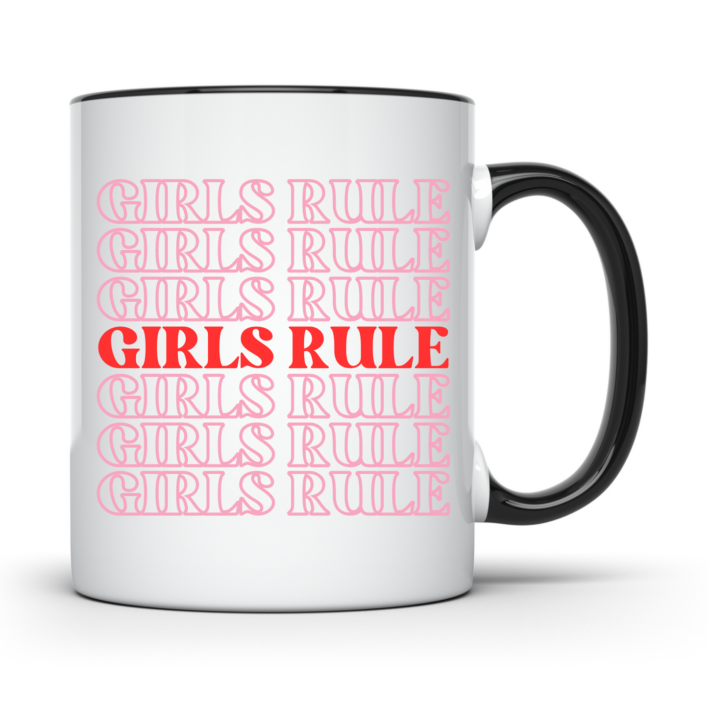 Girls Rule Mug - Coloured Handle